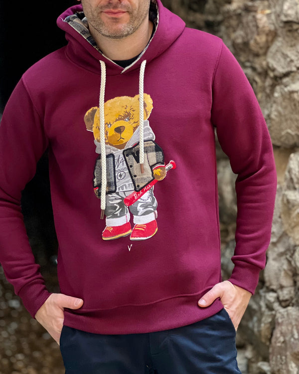 FELPA CAPPUCCIO BORDEAUX TEDDY